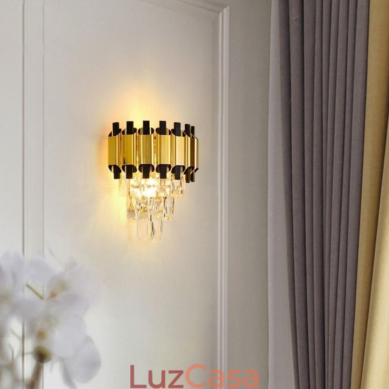 Luminária de parede moderna de cristal suspensa com fiação fixa de 11,81" de altura