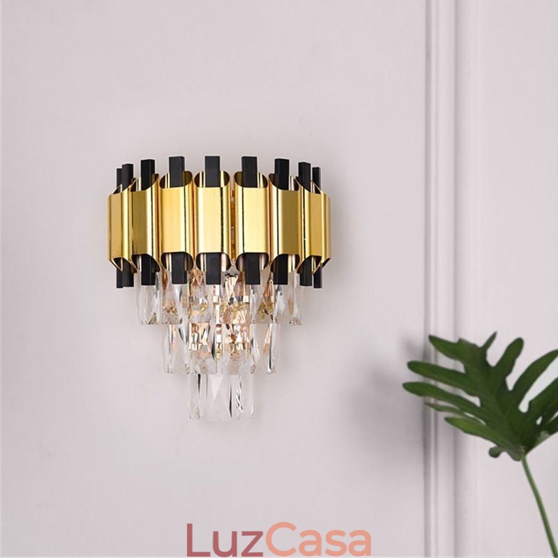 Luminária de parede moderna de cristal suspensa com fiação fixa de 11,81" de altura