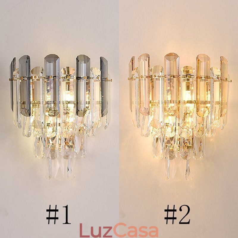 Apliques de parede europeus Luzes de parede de cristal Banheiro
