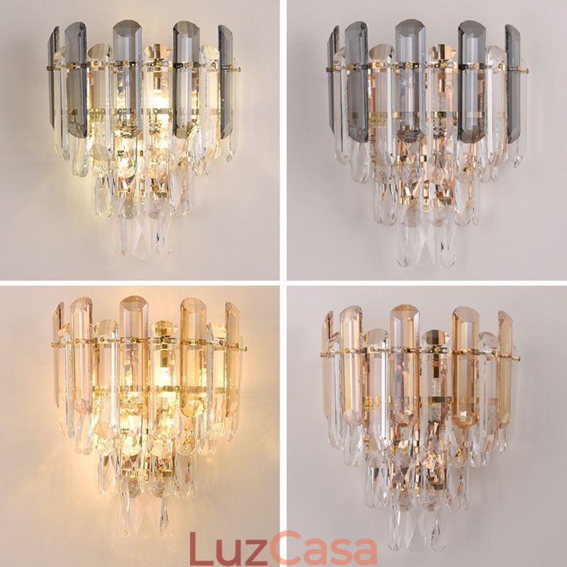 Apliques de parede europeus Luzes de parede de cristal Banheiro