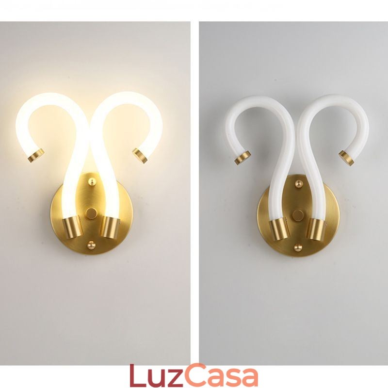 Luminária de parede moderna Criatividade Luminária de parede Chifre de ovelha de cobre 2 luzes