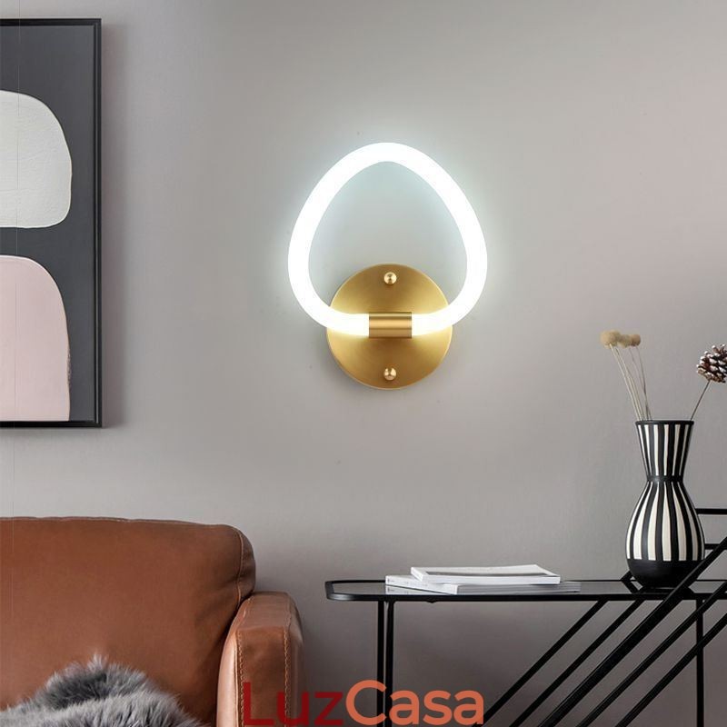 Luminária de parede interna moderna em formato de coração