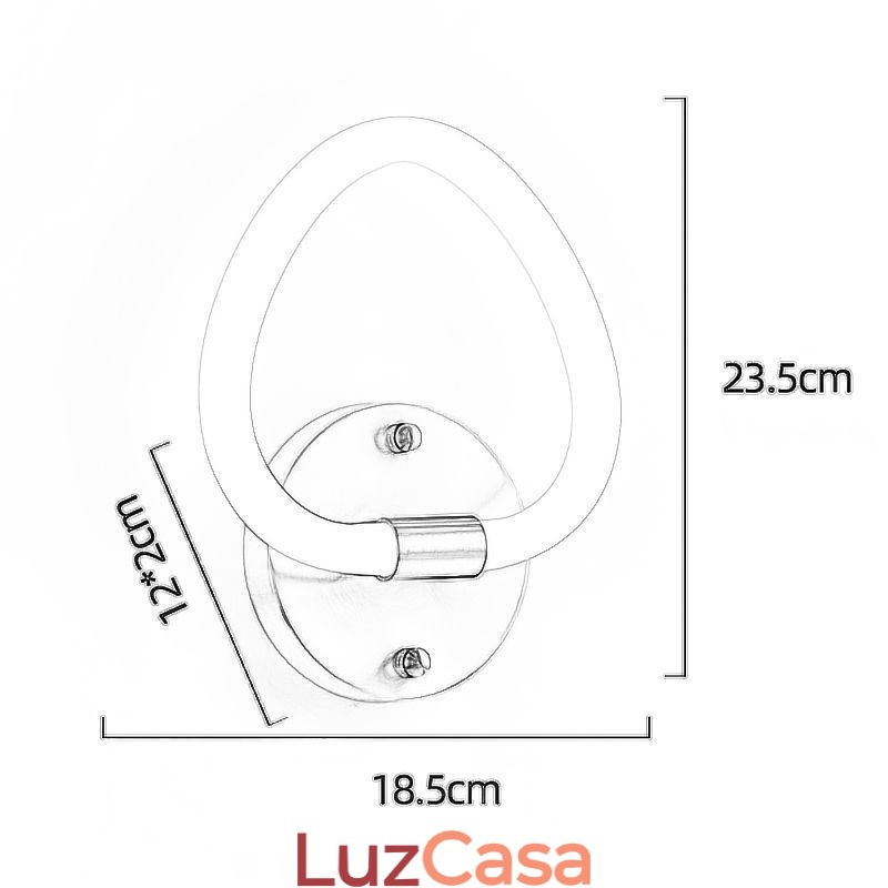 Luminária de parede interna moderna em formato de coração