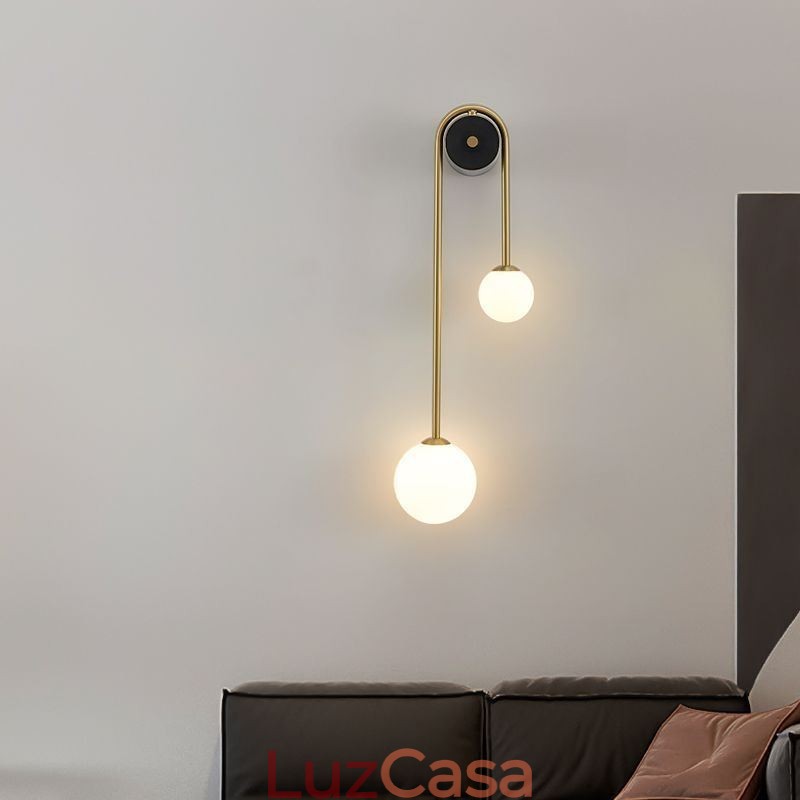 Luminária de parede de vidro globo, luminária de parede moderna de latão