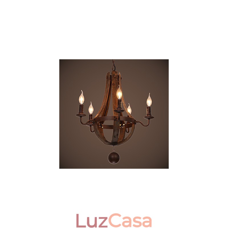 Lustre 5 luzes Vintage Retro Country Living Jantar Metal