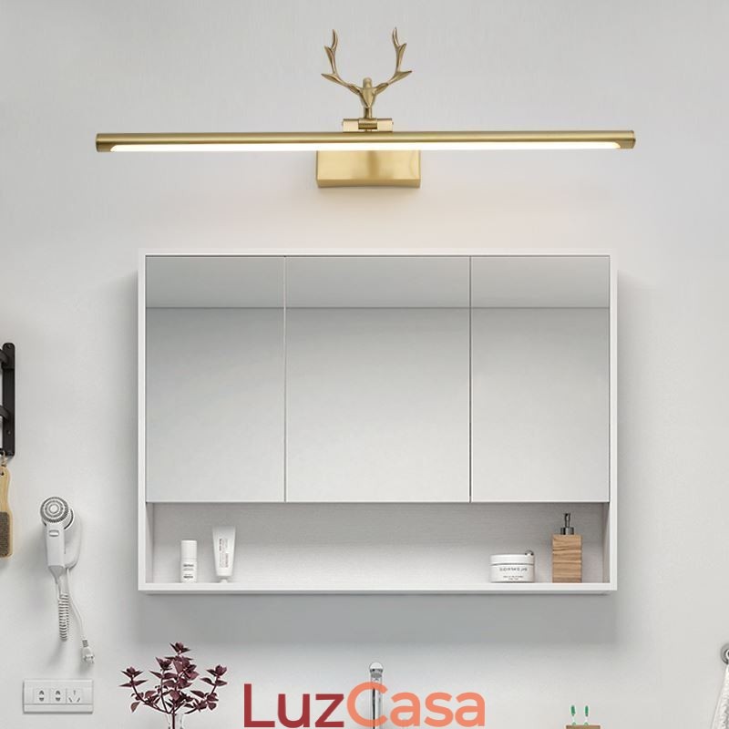 Luminária de parede de latão nórdico com espelho e luz frontal
