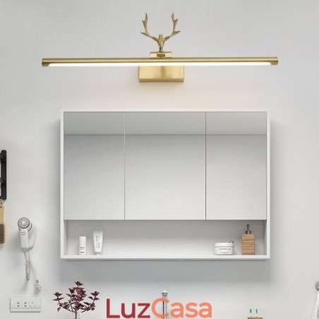 Luminária de parede de latão nórdico com espelho e luz frontal Luminária de parede de latão nórdico com espelho e luz frontal