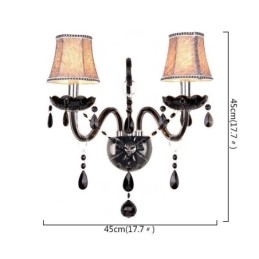 Aplique de cristal estilo europeu, preto, duas velas, luz de parede