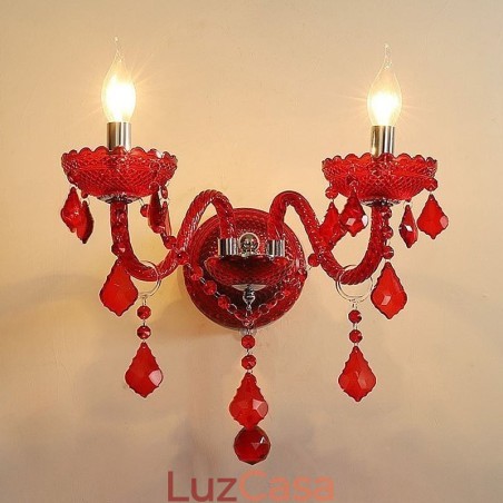 Aplique de cristal europeu luz de parede cor vermelha luz Aplique de cristal europeu luz de parede cor vermelha luz