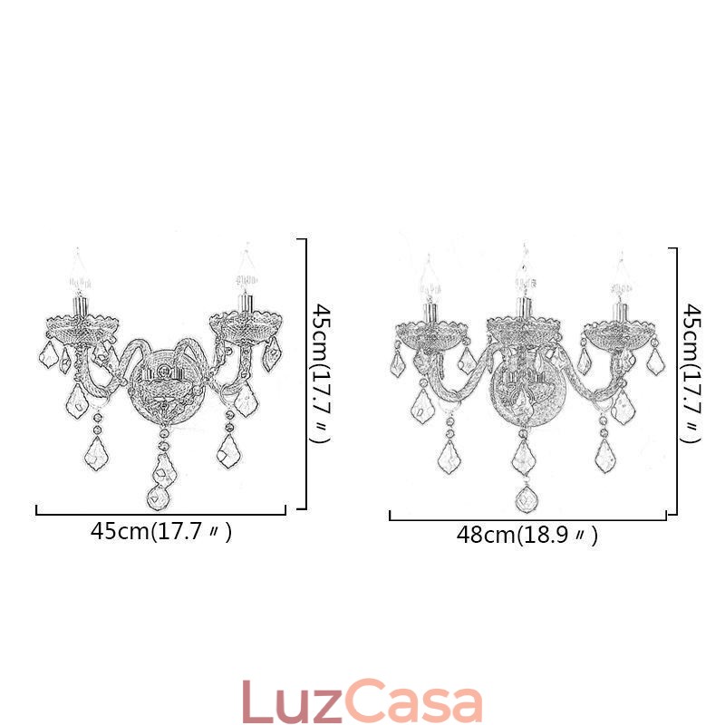 Aplique de cristal europeu luz de parede cor vermelha luz