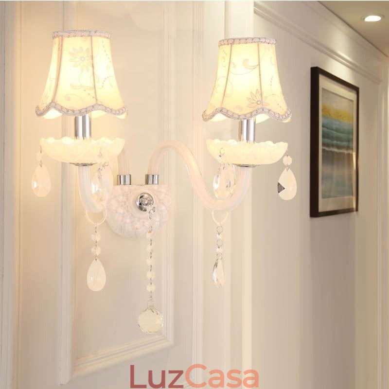 Luminária de parede elegante de cristal estilo europeu clássico