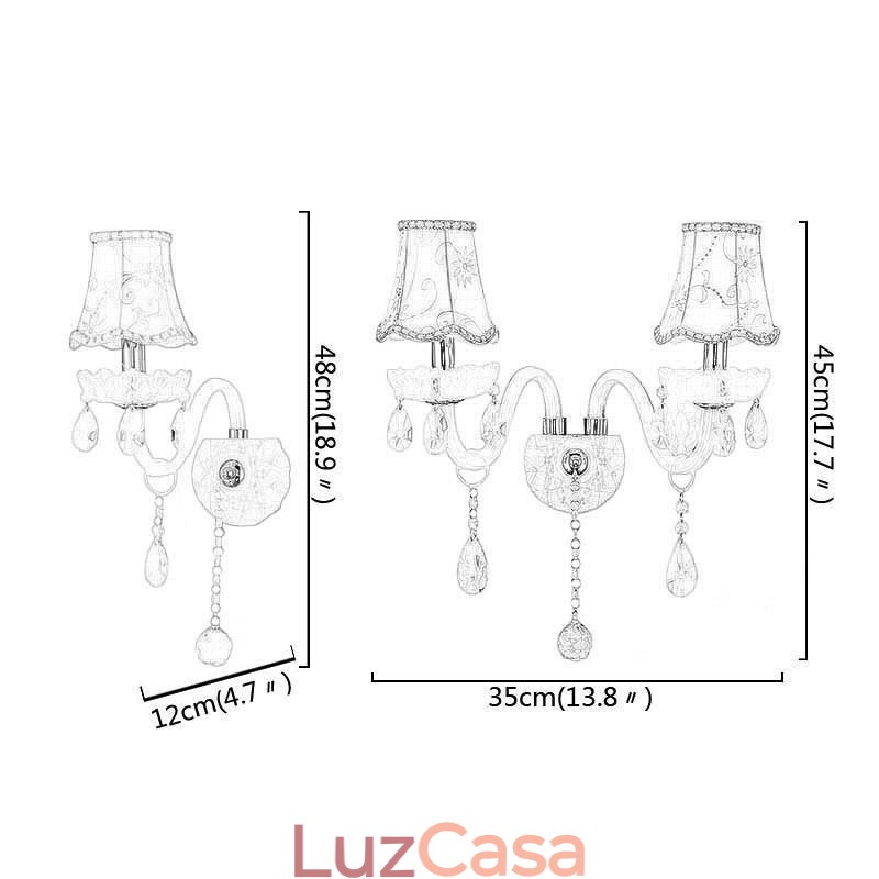Luminária de parede elegante de cristal estilo europeu clássico