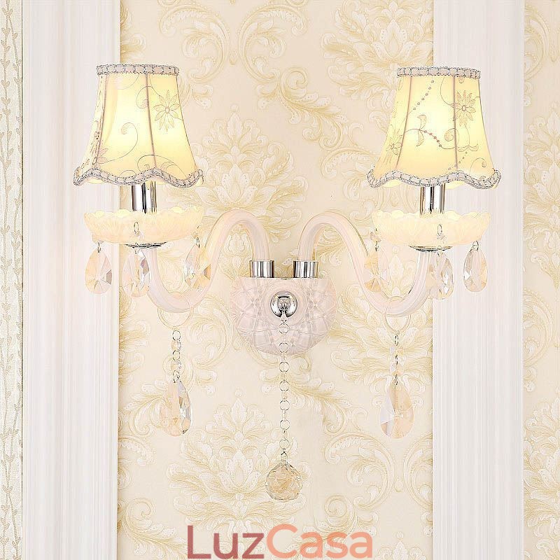 Luminária de parede elegante de cristal estilo europeu clássico