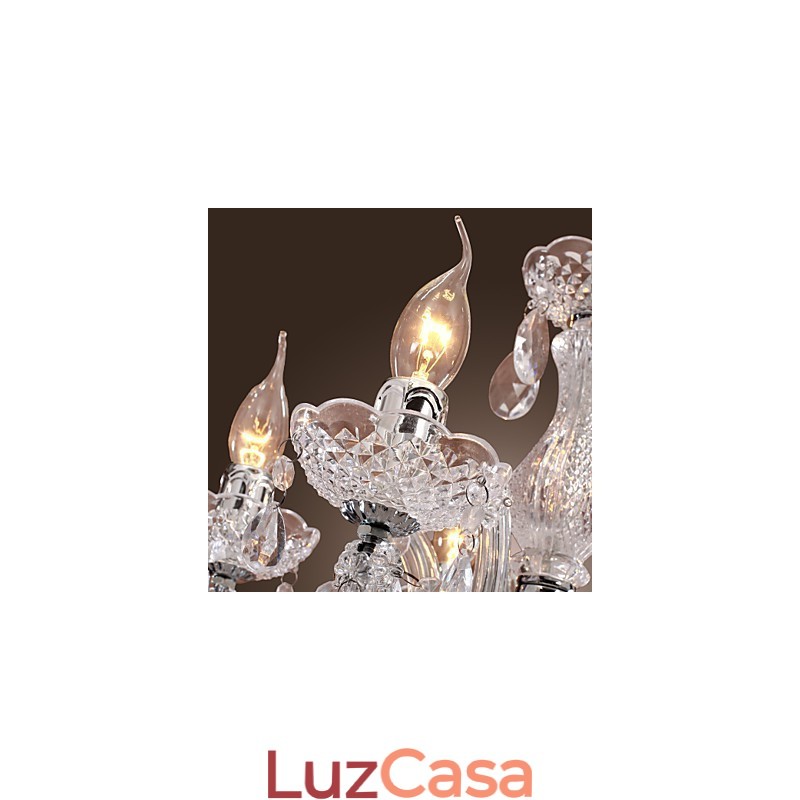 Upligh Chrome Lâmpada de Teto Luz de Vela Luminária de Acrílico Lustre Pingente