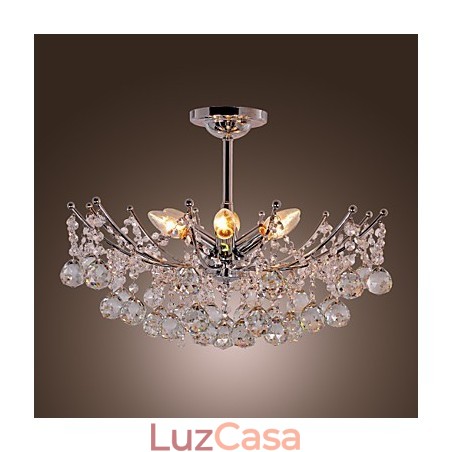 Lustre de cristal luxuoso com 6 luzes pendentes Lustre de cristal luxuoso com 6 luzes pendentes