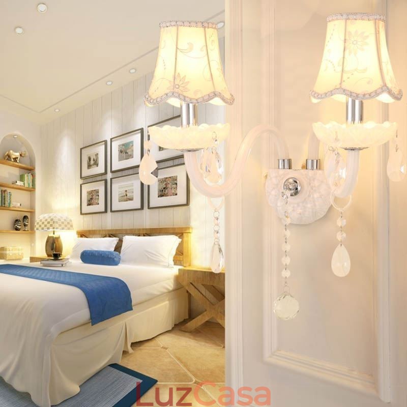 Luminária de parede elegante de cristal estilo europeu clássico