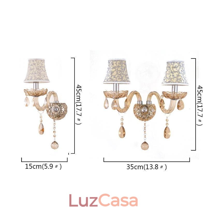 Elegante arandela de cristal estilo europeu luz de parede corredor
