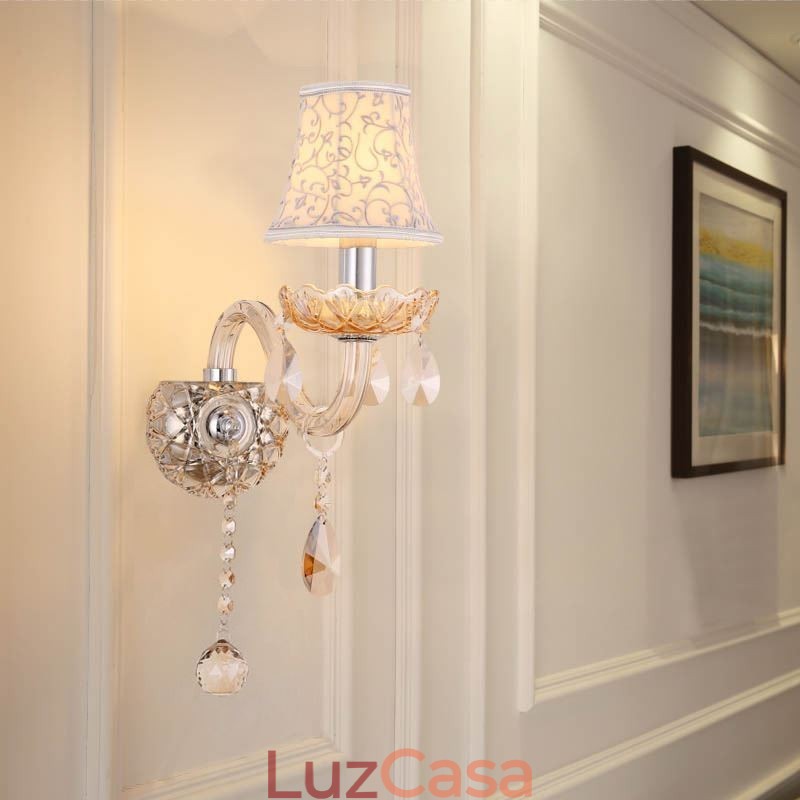 Elegante arandela de cristal estilo europeu luz de parede corredor