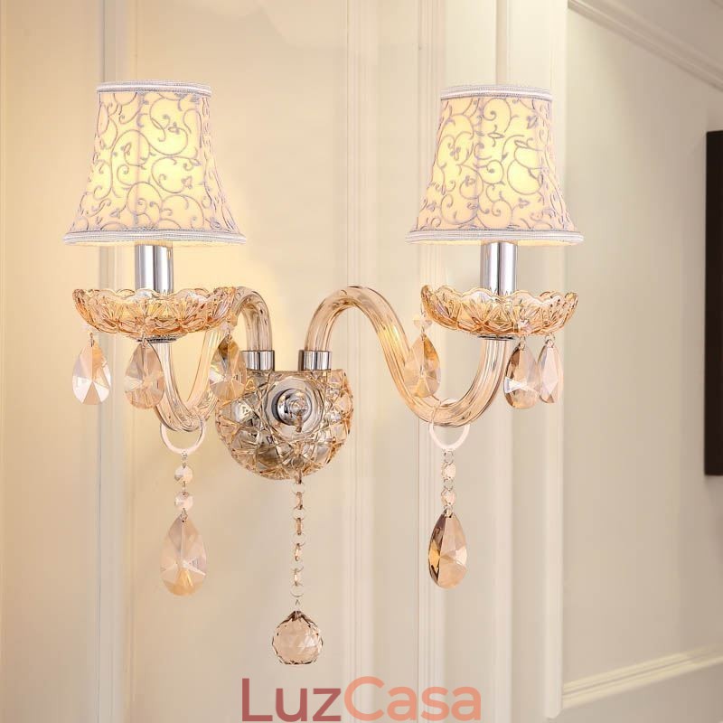 Elegante arandela de cristal estilo europeu luz de parede corredor