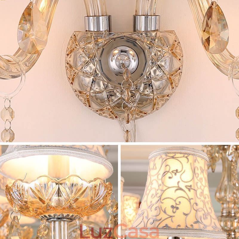 Elegante arandela de cristal estilo europeu luz de parede corredor