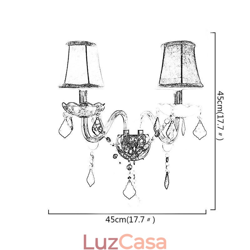 Luminária de parede europeia de duas luzes de cristal colorido para corredor