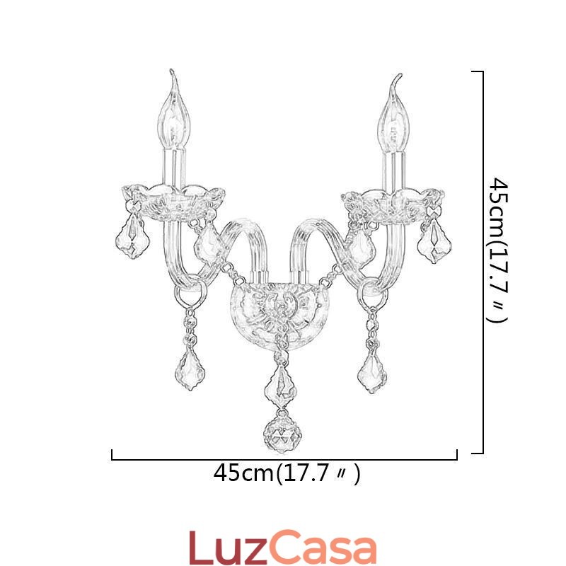 Arandela de cristal europeia elegante com duas luzes de parede e escadas