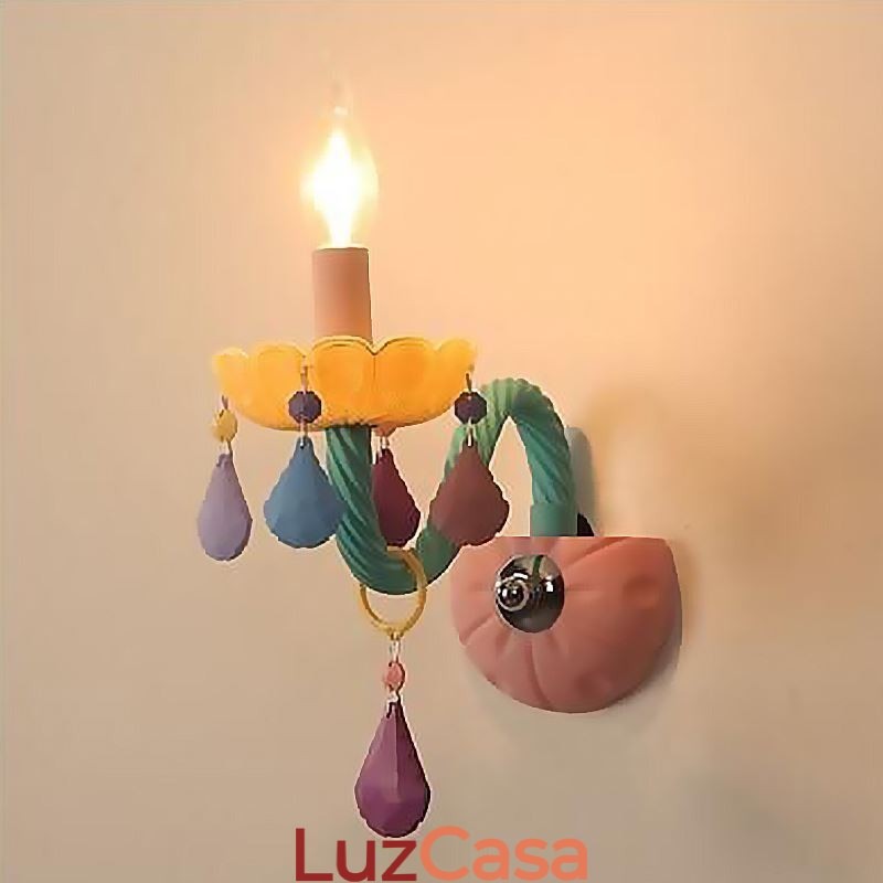 Aplique de Cristal Europeu Macaron Luminária de Parede Colorida