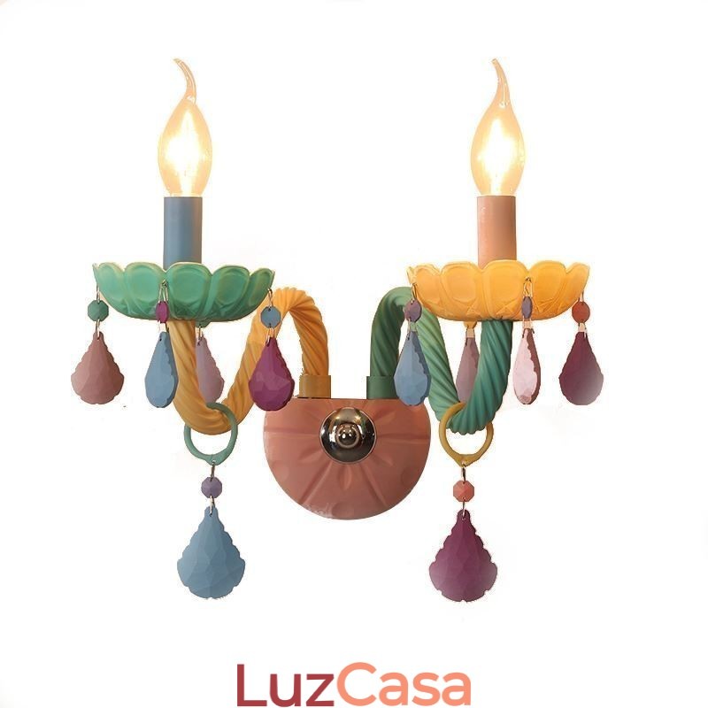 Aplique de Cristal Europeu Macaron Luminária de Parede Colorida