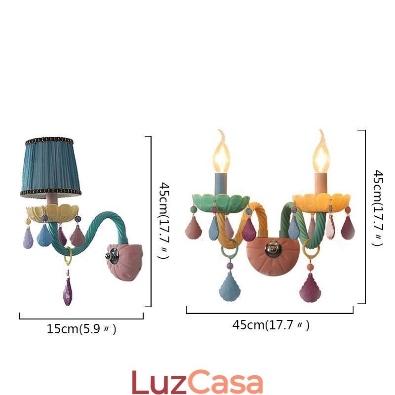 Aplique de Cristal Europeu Macaron Luminária de Parede Colorida