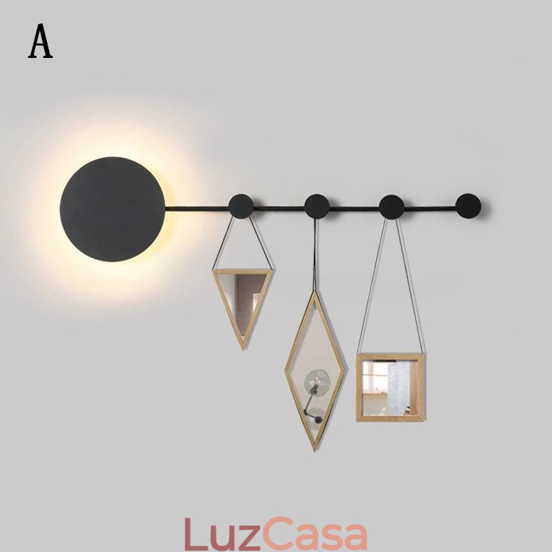 Luminária de parede moderna Luminária de parede circular Preto Gancho Arandela Iluminação de cabeceira