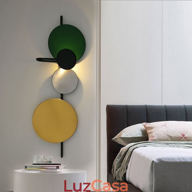 Luminária de parede moderna Luminária de parede circular Iluminação colorida para casa Iluminação de cabeceira
