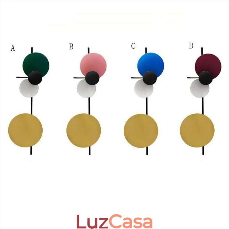 Luminária de parede moderna Luminária de parede circular Iluminação colorida para casa Iluminação de cabeceira