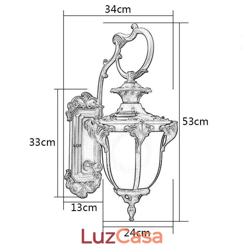 Luz de parede esculpida à prova d'água europeia retrô para exterior, pátio, corredor