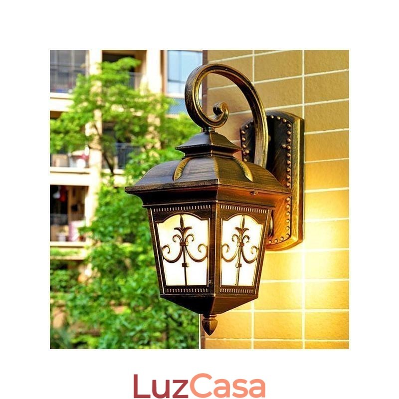 Luminária de parede europeia retrô para exterior, à prova d'água, com seta e flor, arandela