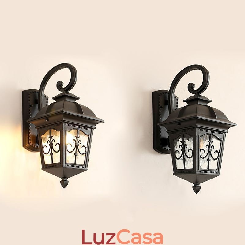 Luminária de parede europeia retrô para exterior, à prova d'água, com seta e flor, arandela
