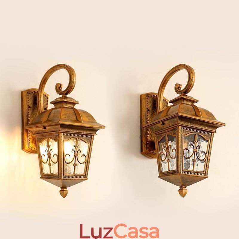 Luminária de parede europeia retrô para exterior, à prova d'água, com seta e flor, arandela