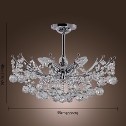 Lustre de cristal luxuoso com 6 luzes pendentes