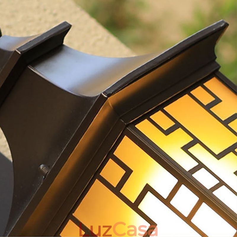 Luminária de parede externa chinesa com grade de janela à prova d'água