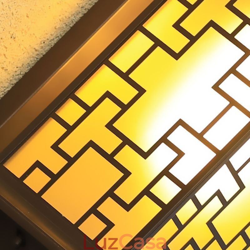 Luminária de parede externa chinesa com grade de janela à prova d'água