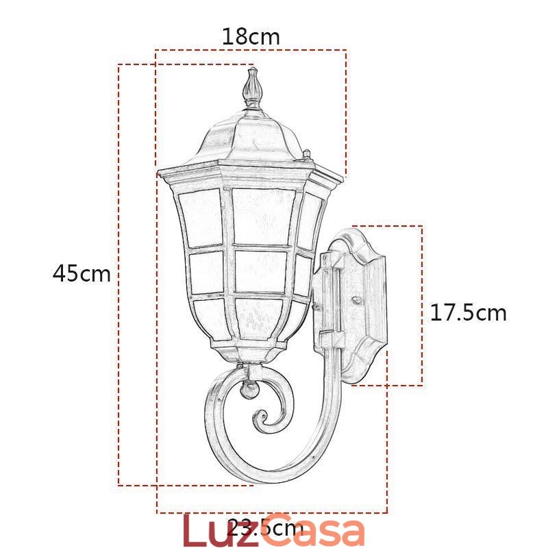 Luminária de parede europeia retrô para áreas externas, luz de parede de vidro fosco à prova d'água de cabeça única