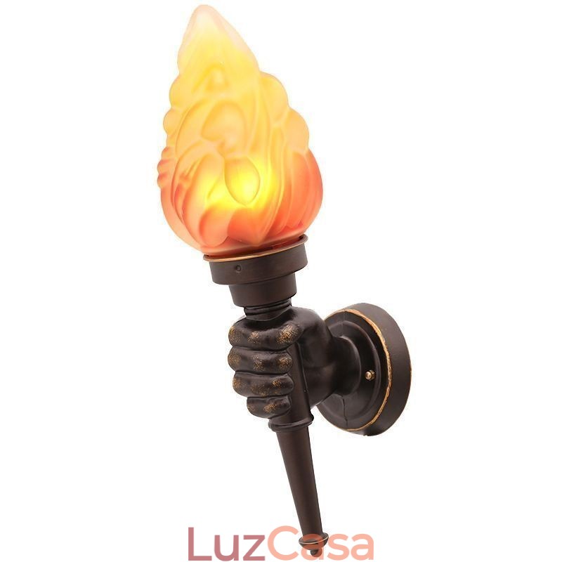 Luminária de parede europeia retrô para exterior à prova d'água em forma de tocha