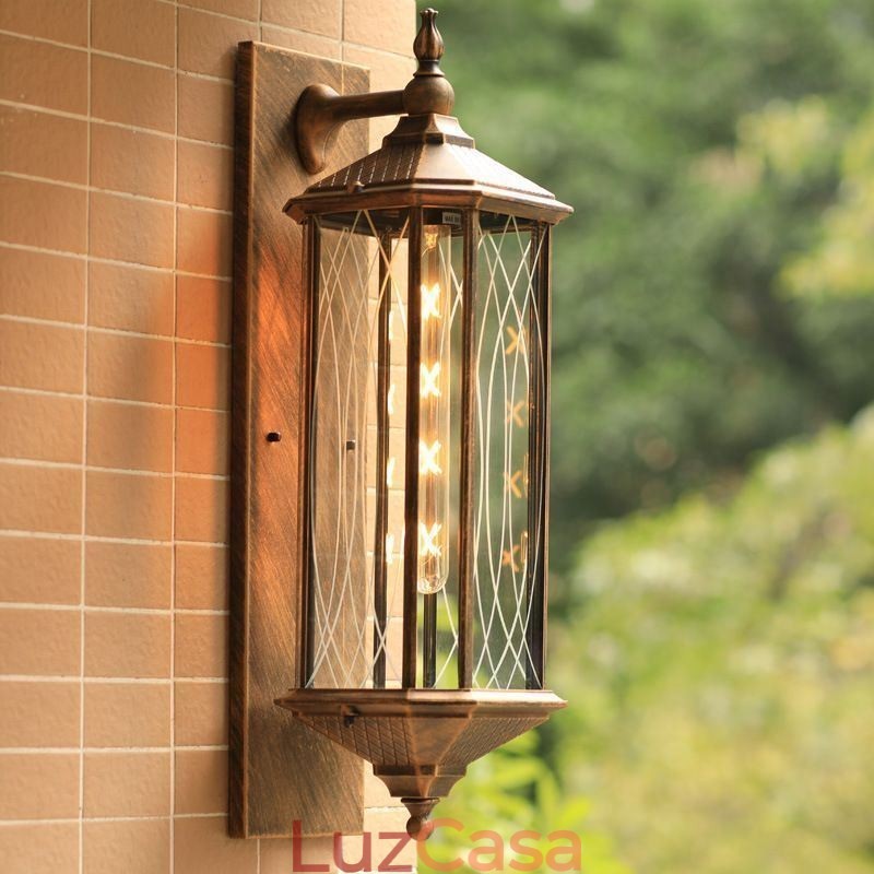 Luminária de parede externa chinesa com cabeça única, à prova d'água, com streamer, para parede