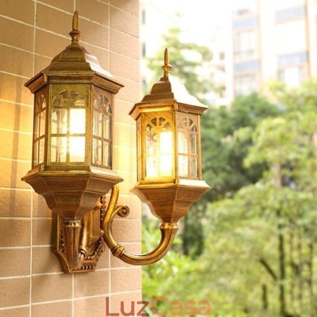 Aplique de parede europeu para exterior à prova d'água com luz de parede de castelo duplo Aplique de parede europeu para exterior à prova d'água com luz de parede de castelo duplo