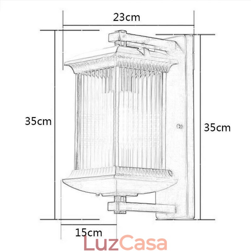 Luz de parede de vidro à prova d'água chinesa para exterior, pátio, corredor, jardim, varanda