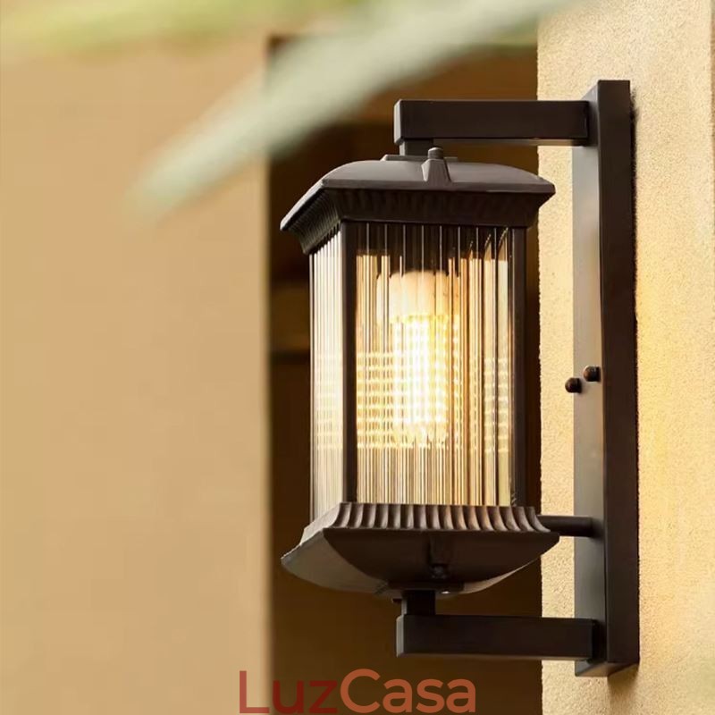 Luz de parede de vidro à prova d'água chinesa para exterior, pátio, corredor, jardim, varanda