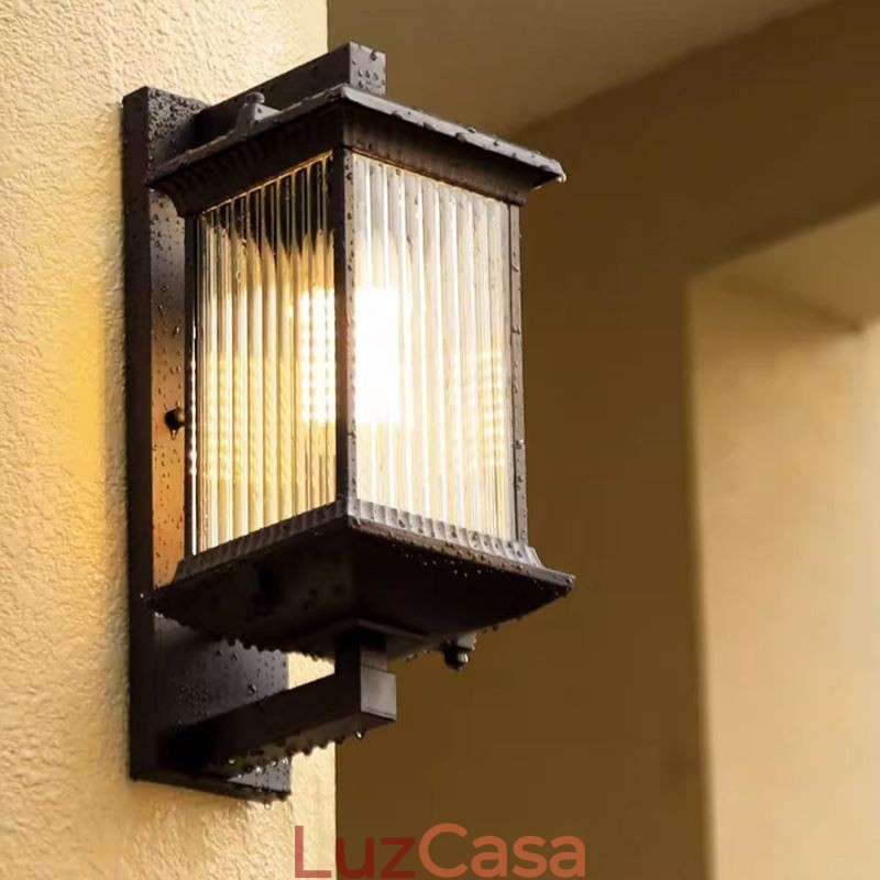 Luz de parede de vidro à prova d'água chinesa para exterior, pátio, corredor, jardim, varanda