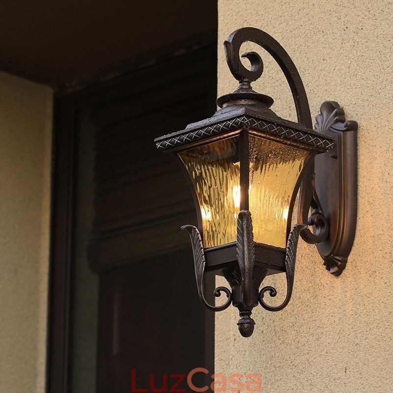 Luz externa chinesa de cabeça única, à prova d'água, vidro, parede, pátio, corredor