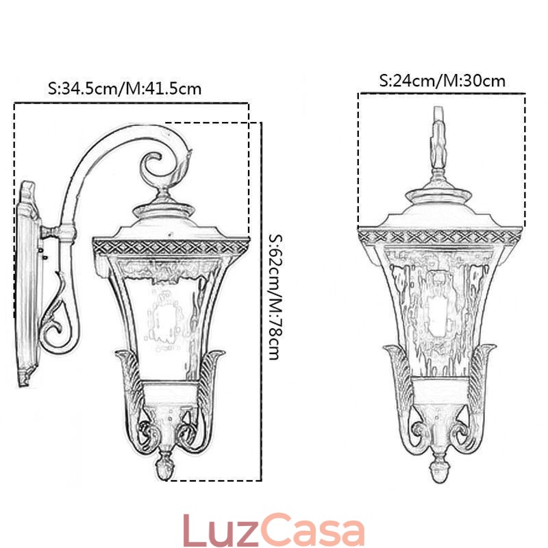 Luz externa chinesa de cabeça única, à prova d'água, vidro, parede, pátio, corredor