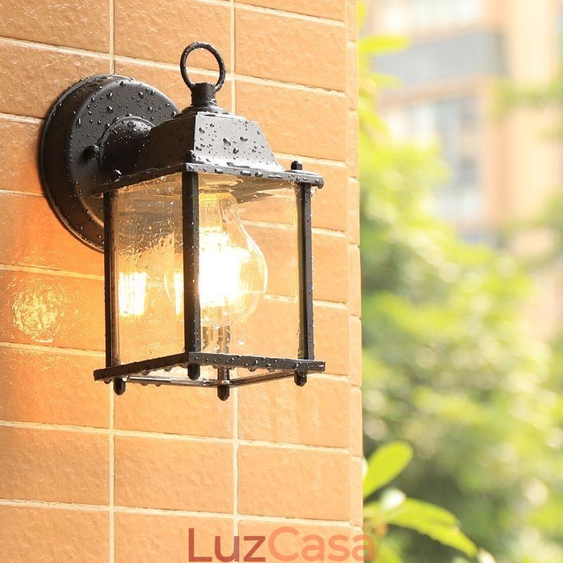 Aplique de parede europeu para exterior à prova d'água coluna quadrada luz de parede pátio jardim varanda