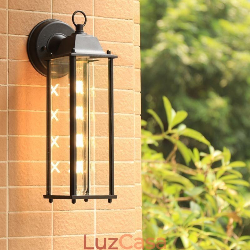 Aplique de parede europeu para exterior à prova d'água coluna quadrada luz de parede pátio jardim varanda